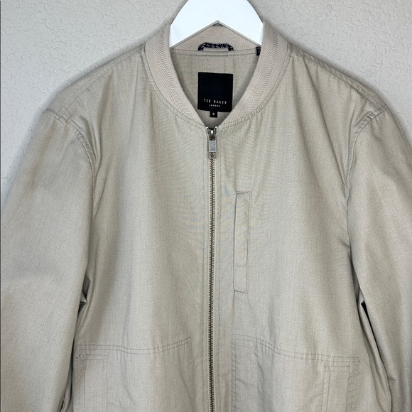 Ted Baker London Men's Cotton Blend Bomber Jacket Stone Ted Size 5 / US Size XL - Picture 3 of 16